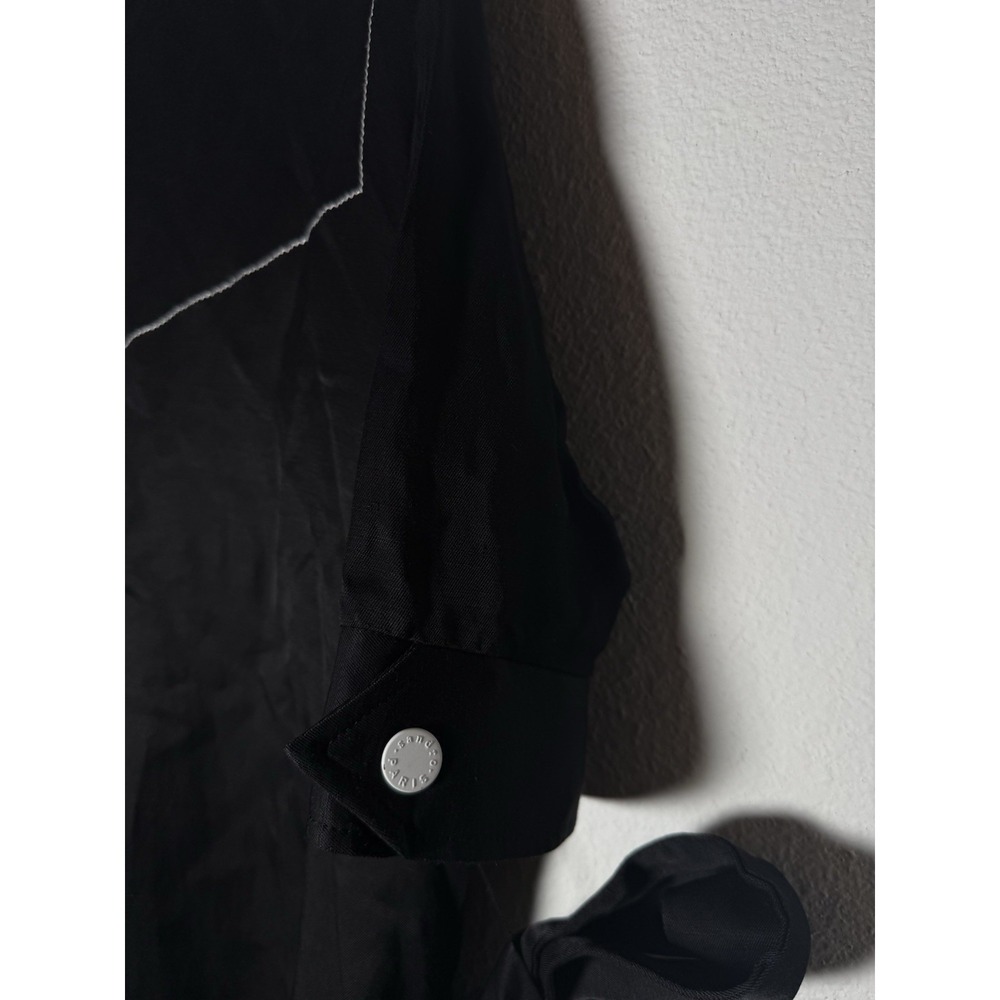 Sandro Paris Kunga Women's‎ Black Snap Front Viscose Linen Dress Size 40/LG - Picture 7 of 13